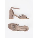 GOODIN Beige suede heeled sandals | Shoptok.si