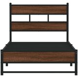 vidaXL Kovinski posteljni okvir brez vzmetnice rjavi hrast 75x190 cm | Shoptok.si