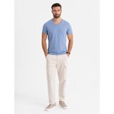Ombre BASIC men's classic cotton T-shirt with a serape neckline - blue | Shoptok.si
