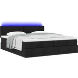  Otomanski okvir kreveta s madracima crni 200x200cm od tkanine | shoptok.hr