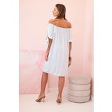 Kesi Włoski Women's viscose dress with tied sleeves blue | shoptok.hr