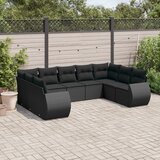 vidaXL 9-dijelni set vrtnih sofa s jastucima crni od poliratana | shoptok.hr