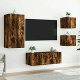  5-dijelni zidni TV elementi s LED svjetlima boja hrasta drveni | shoptok.hr