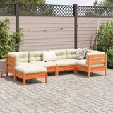  6-dijelni set vrtnih sofa s jastucima voštano smeđi od borovine | shoptok.hr