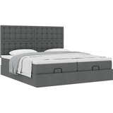 vidaXL Otomanski posteljni okvir z vzmetnicami siv 160x200 cm blago | Shoptok.si