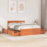 Maison Chic Posteljni okvir - Dvoposteljna postelja - Zakonska postelja brez vzmetnice voščeno rjav 135x190 cm borovina-J13312, (21761940) | Shoptok.si