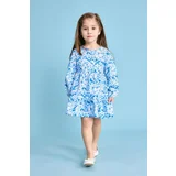 Defacto Baby Girl Floral Long Sleeve Seersucker Textured Dress