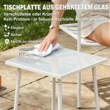 Bistro set metalni vrtni namještaj od 3 dijela s 2 vrtne stolice stakleni stol letvičasti dizajn otporan na hrđu | shoptok.hr