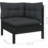  Vrtna sedežna garnitura 6-delna z blazinami črna borovina, (20674801) | Shoptok.si