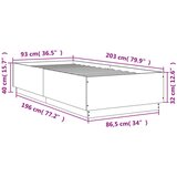 vidaXL Posteljni okvir dimljeni hrast 90x200 cm inženirski les | Shoptok.si