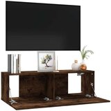  Stenska TV omarica dimljeni hrast 100x30x30 cm konstruiran les, (20732341) | Shoptok.si