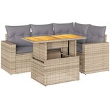 vidaXL 5-dijelni vrtni set sofa s jastucima bež od poliratana | shoptok.hr