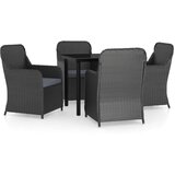  5-dijelni vrtni blagovaonski set s jastucima crni | shoptok.hr