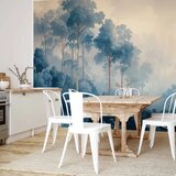  Foto tapeta - Landscape with Trees in Illustrative Style Fairy-Tale Blue Forest 200x140 Vodootporna | shoptok.hr