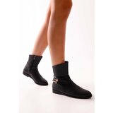 Shoeberry Women's Tiesel Black Skin Heeled Boots Black Skin cene