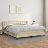  Krevet s oprugama i madracem krem 160x200 cm od umjetne kože | shoptok.hr
