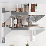 vidaXL Zidna polica s 2 razine 50x30x60 cm srebrna nehrđajući čelik Cijene