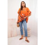 Kesi Włoski Women's cotton shirt with a floral pattern orange | shoptok.hr
