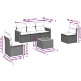  6-dijelni set vrtnih sofa od poliratana s jastucima sivi | shoptok.hr