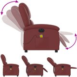 vidaXL Električni masažni naslonjač od umjetne kože crvena boja vina | shoptok.hr