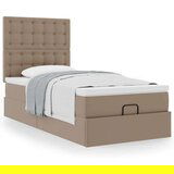 vidaXL Otomanski posteljni okvir z vzmetnico kapučino 100x200 cm, (21609145) | Shoptok.si