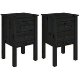  Noćni ormarići 2 kom Crno 40x35x61 5 cm od masivne borovine | shoptok.hr