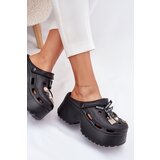 Boto Women's Slide Sandals On Chunky Platform With Embellishments Black Vivira | shoptok.hr