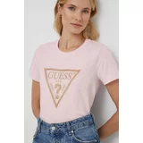 Guess Kratka majica ženski, roza barva