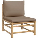  Sedežna garnitura 3-delna s taupe blazinami bambus | Shoptok.si