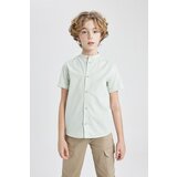 Defacto Boy's Stand Collar Linen Look Short Sleeve Shirt Cene