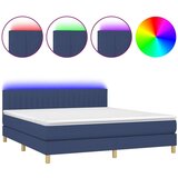  Box spring postelja z vzmetnico LED modra 180x200 cm blago, (20790971) | Shoptok.si