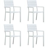 Beli Vrtni stoli 4 kosi beli HDPE videz lesa | Shoptok.si