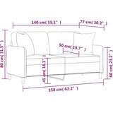  Dvosjed s ukrasnim jastucima svjetlosivi 140 cm od tkanine | Eponuda.com