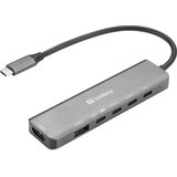 Sandberg priklopna postaja 6-in-1 MediaDock/USB-C/1x HDMI + 1x USB-C/100W/SB13677 Cene