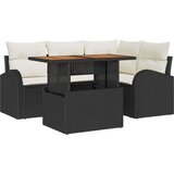  5-delni vrtnosobni jedilni set z blazinami Črn Poly Ratan Akacija, (22091180) | Shoptok.si