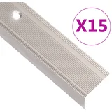 vidaXL Rubnjaci za stepenice L-oblika 15 kom aluminijski 134 cm bež