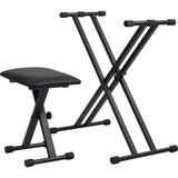  Set stalka za klavijature s dvostrukim nosačem i stolcem crni | shoptok.hr