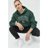 Primitive Bombažen pulover moška, zelena barva, s kapuco
