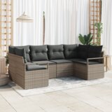 vidaXL set od 6 dijelova vrtnih sofa s jastučićima siva poli ratan, dvosed vrtna sofa s prostorom za pohranu i jastučićima siva poli ratan | shoptok.hr