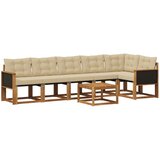 vidaXL Zunanja garnitura za sedenje z blazino 7 pcs Naravna in bež, (5000281776) | Shoptok.si