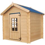 Timbela Zunanja otroška hiška, 13 mm deske - Lesena igralna hiška brez podov z modro streho V121 x 114 x 111 cm / 0,86 m2 - M570M-1, naravni les, (21813840) | Shoptok.si
