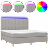 Krevet box spring s madracem LED svjetlosivi 180x200 cm tkanina | shoptok.hr