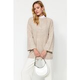Trendyol Beige Openwork/Perforated Knitwear Sweater Cene