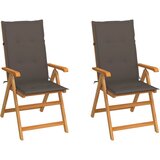 Maison Chic Vrtni stoli - Stol za vrt 2 kosa s taupe blazinami trdna tikovina JS1302, (21878321) | Shoptok.si