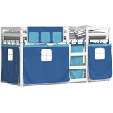 vidaXL Krevet na kat sa zavjesama plavi 90 x 200 cm od borovine | shoptok.hr