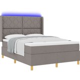 vidaXL Box spring krevet Sivo-smeđa 140 x 190 cm tkanina - Sivosmeđa 140 x 190 cm Dizajn s rombovima | shoptok.hr