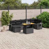 Maison Chic Seti vrtnega pohištva - Vrtna garnitura - Vrtni pohištvo set 8-delna z blazinami črn poli ratan, (21798785) | Shoptok.si
