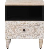  Posteljna omarica Bela 40 x 33 x 46 cm Masiven les manga, (5000210716) | Shoptok.si