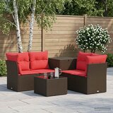  Set sofe 6 kom. Smeđa i crvena Poli Rattan i čelik | shoptok.hr