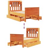  Krevet s regalom za knjige bez madraca 100 x 200 cm od borovine | shoptok.hr